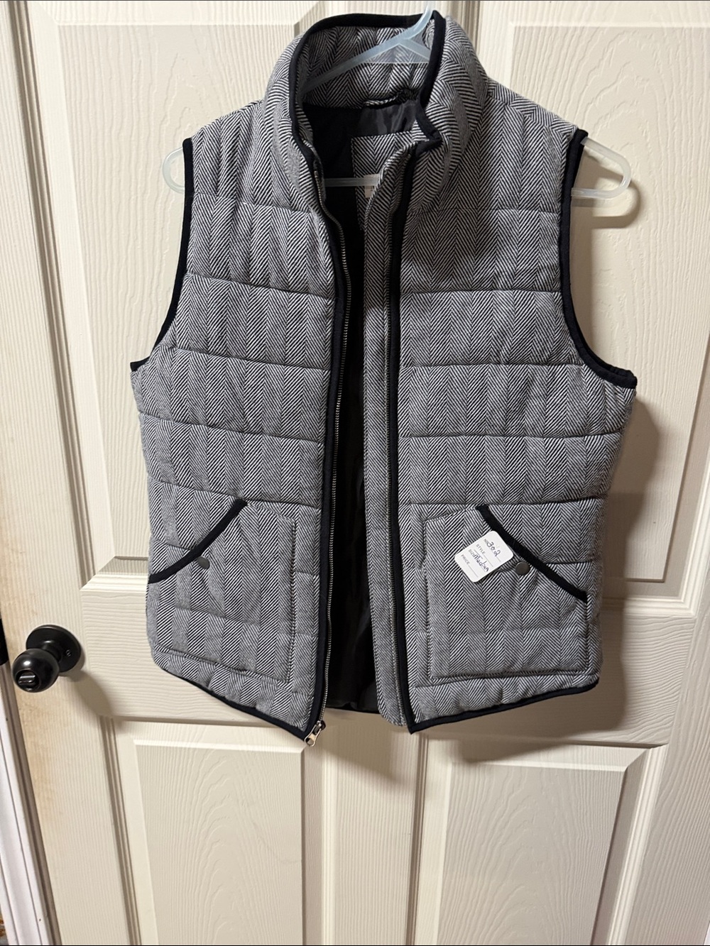 Merona Gray Quilted Herringbone Puffer Vest